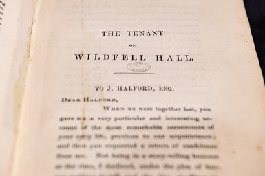 Photo of the first page of 'The Tenant of Wildfell Hall'.