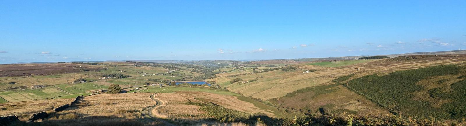 Photo of a sweeping view across Yorkshire countryside on a sunny evening.