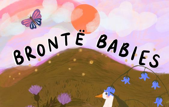 Illustration of a countryside scene with text reading 'Bronte Babies'.