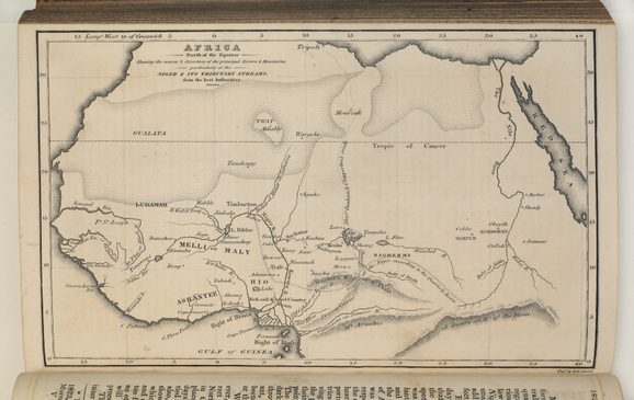 A map of Africa in a book