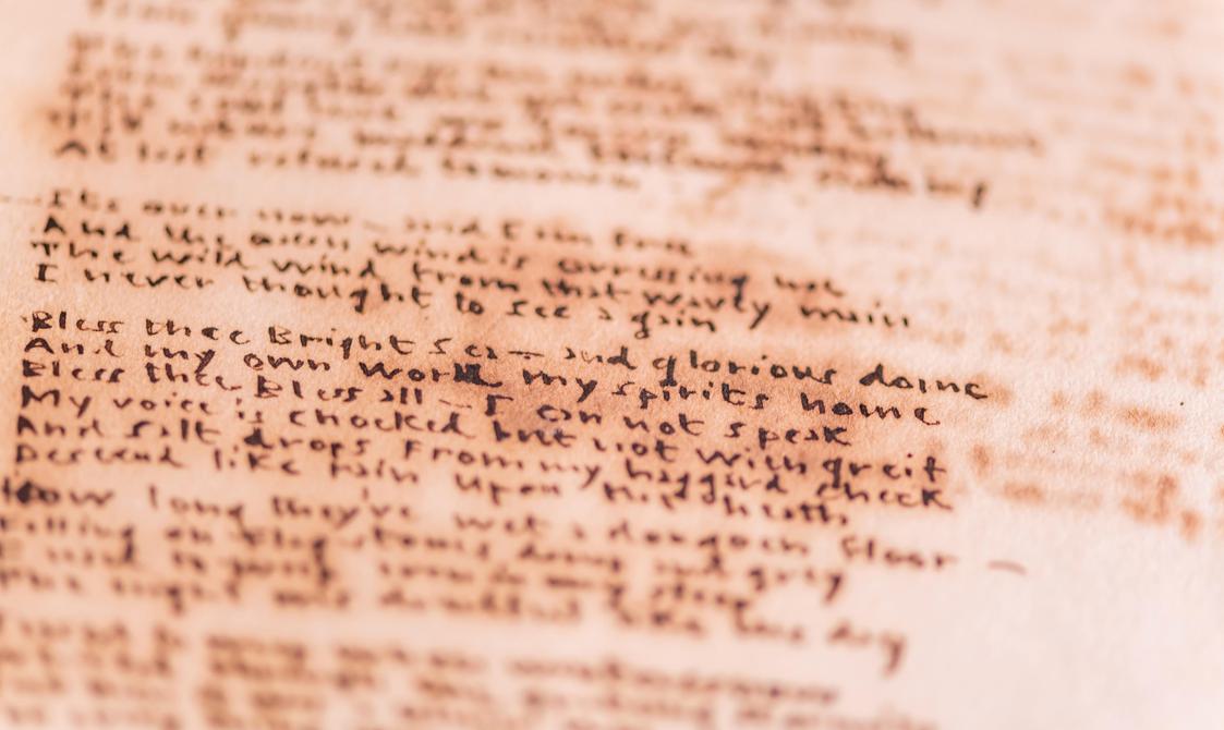 Photo of a poetry manuscript by Emily Brontë.