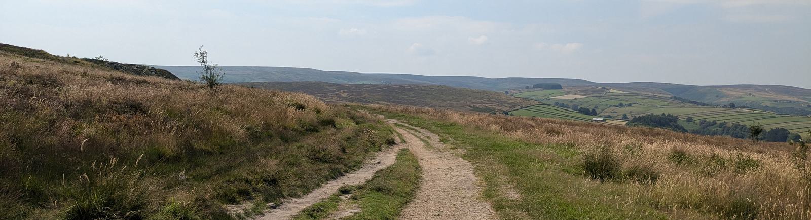 Photo of a footpath winding away across expansive moorland.